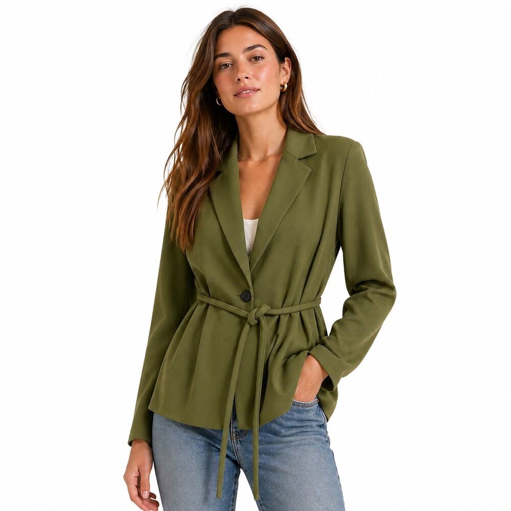 Current Air Olive Green Belted Lightweight Blazer XS NWT